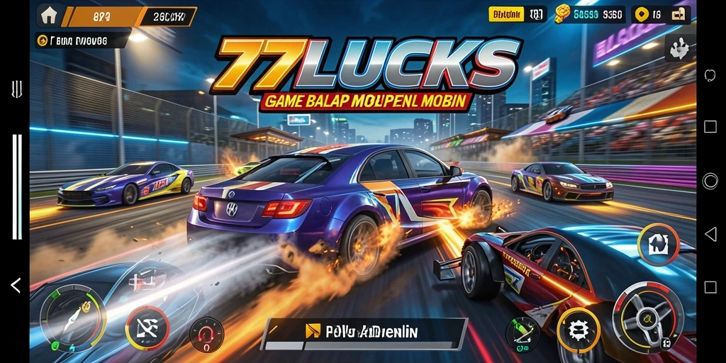 Tampilan gameplay balap mobil yang mendebarkan di 77LUCKS.
