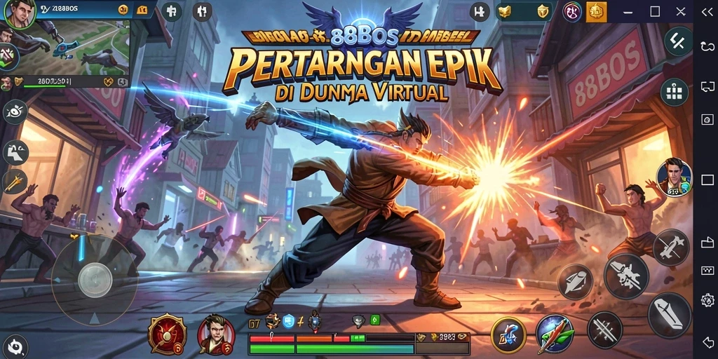 Menampilkan aksi pertarungan mendebarkan dari game 88BOS.