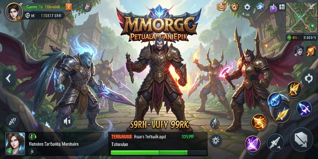 Screenshot gameplay 99RP menampilkan pertarungan epik antara karakter pemain dan monster.