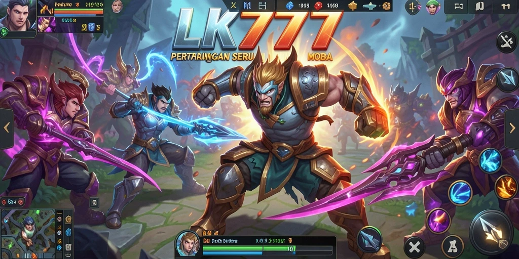Tangkapan layar gameplay LK777 yang menunjukkan pertarungan seru antar karakter.