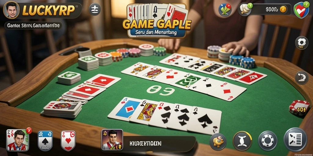Tampilan gameplay seru di LUCKYRP saat bermain Gaple.