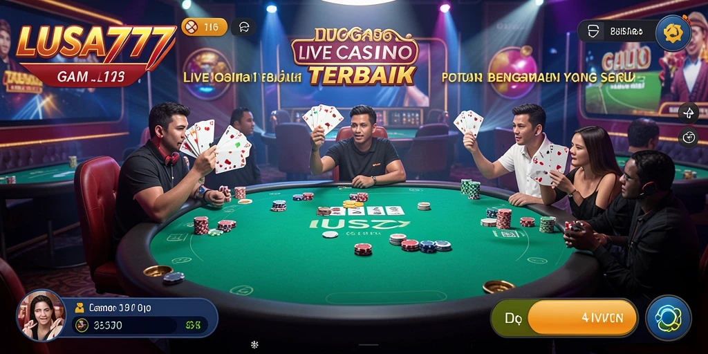 Screenshot gameplay Live Casino LUSA777 yang menampilkan dealer profesional dan interaksi pemain.