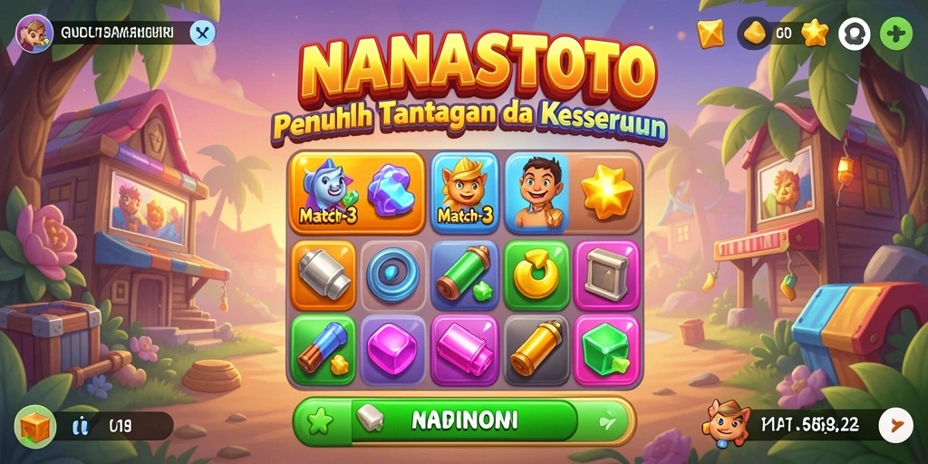 Gameplay NANASTOTO yang seru dan penuh warna di layar.