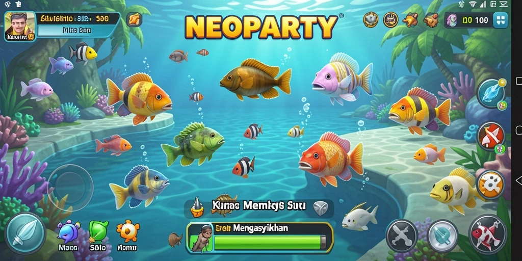 Tangkapan ikan besar dan detail gameplay NEOPARTY yang mengesankan.